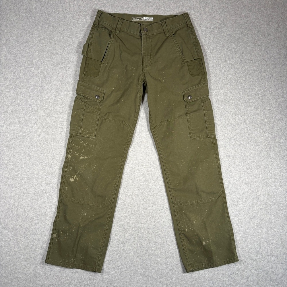 Carhartt Cargo Pants Mens 30x30 Green Relaxed Fit Workwear Rugged Flex 105461